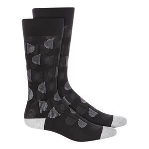ALFATECH BY ALFANI Mens Black Geometric Seamless Ribbed Dress Crew Socks 7-12